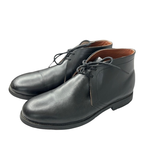 TOMMY HILFIGER Mens Chukka Boots 11 M Black Leather Oxford Boot Rubber Sole EUC